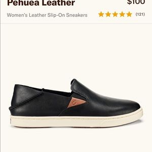 Olukai pehuea in black leather.